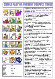 English Worksheet: SIMPLE PAST OR PRESENT PERFECT TENSE