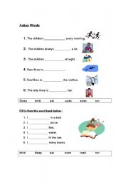 English worksheet: Action words