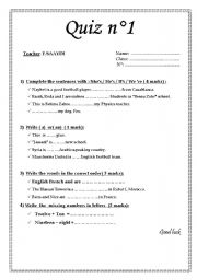 English worksheet: QUIZ