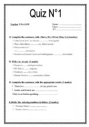 English worksheet: A QUIZ