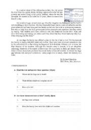 English Worksheet: Reading Comprehension Quiz 2