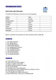 English Worksheet: KET VOCABULARY EMOTIONS AND FEELINGS