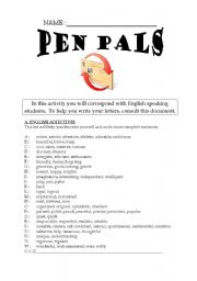 English Worksheet: pen pal