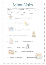 English worksheet: ACTION VERBS