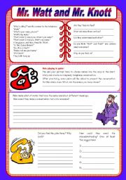 English Worksheet: Mr. Watt and Mr. Knott - a funny dialog with comprehension questions (fully editable)