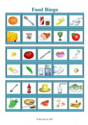 English Worksheet: Food bingo