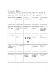 English worksheet: People Bingo