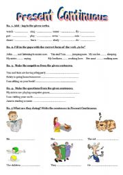 English Worksheet: Present Continuous