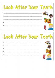 English Worksheet: look after your teeth