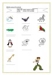 English worksheet: wild animals