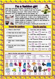 English Worksheet: FASHION GIRL