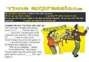 English Worksheet: Tme expressions: before, after, ago