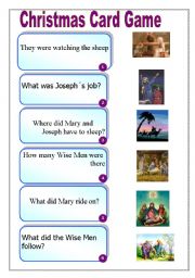 English Worksheet: Christmas card game