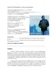 English Worksheet: Streets of Philadelphia, by Bruce Springsteen