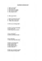 English worksheet: Oral test for starter level