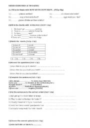 English worksheet: MXED EXERCISES 6 TH GRADE