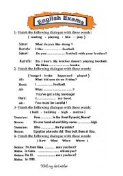 English worksheet: EXERCISE FOR YOUNG LEARNERS