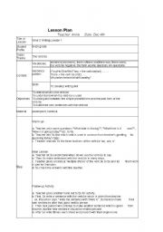 English Worksheet: the verb be lesson plan