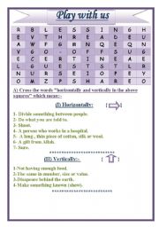 English worksheet: crosswords