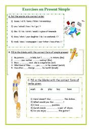 English Worksheet: exercises on present simple