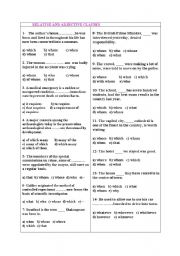 English Worksheet: test on relative clause