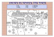English Worksheet: Colour by number : the house