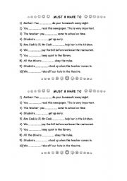 English Worksheet: Must or Have to