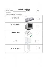 English Worksheet: Match the computer picture with word