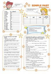 English Worksheet: SIMPLE PAST REGULAR VERBS 1/3