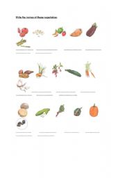 English worksheet: test your vegetables
