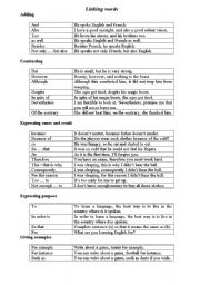 English Worksheet: linking words