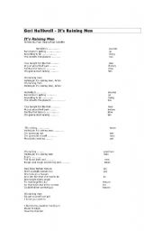 English worksheet: Sing a song: its raining men