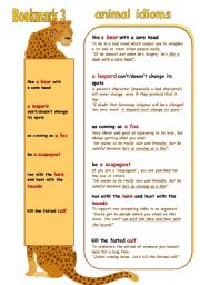 ANIMAL IDIOMS BOOKMARK