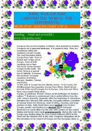 English Worksheet: Around the world : the continents (Europe part 1 of 2) (6 pages)