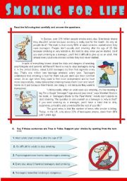 English Worksheet: SMOKING FOR LIFE