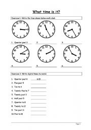 English Worksheet: Telling the Time