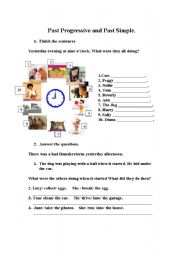 English Worksheet: Past Progressive and Past Simple