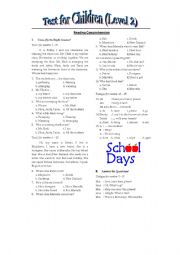 English Worksheet: Test for Level 2