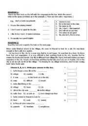 English worksheet: Reading comprehension