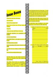 English worksheet: Issue Boxes to improve behavior and communication in the classroom