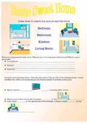 English worksheet: home sweet home