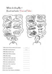 English Worksheet: What do you like to eat ? Talking about foods  and drinks 