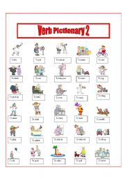 Verb Pictionary plus 2 worksheets