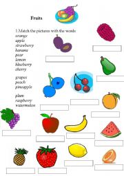 English Worksheet: Fruits