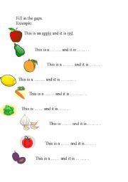 English Worksheet: Fruits, vegetables and colours.