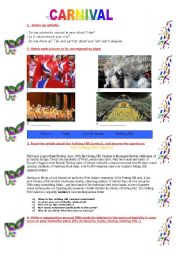 English Worksheet: CARNIVAL 