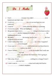 English Worksheet: DO  /  MAKE