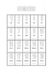 English Worksheet: picture dictionary numbers