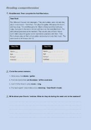 English worksheet: elementary reading