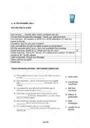 English worksheet: Telecommunication